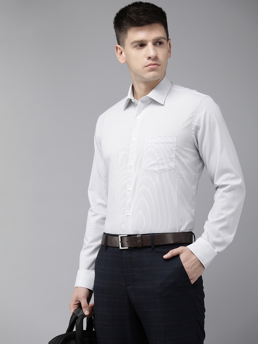 

Van Heusen Slim Fit Striped Pure Cotton Formal Shirt, White