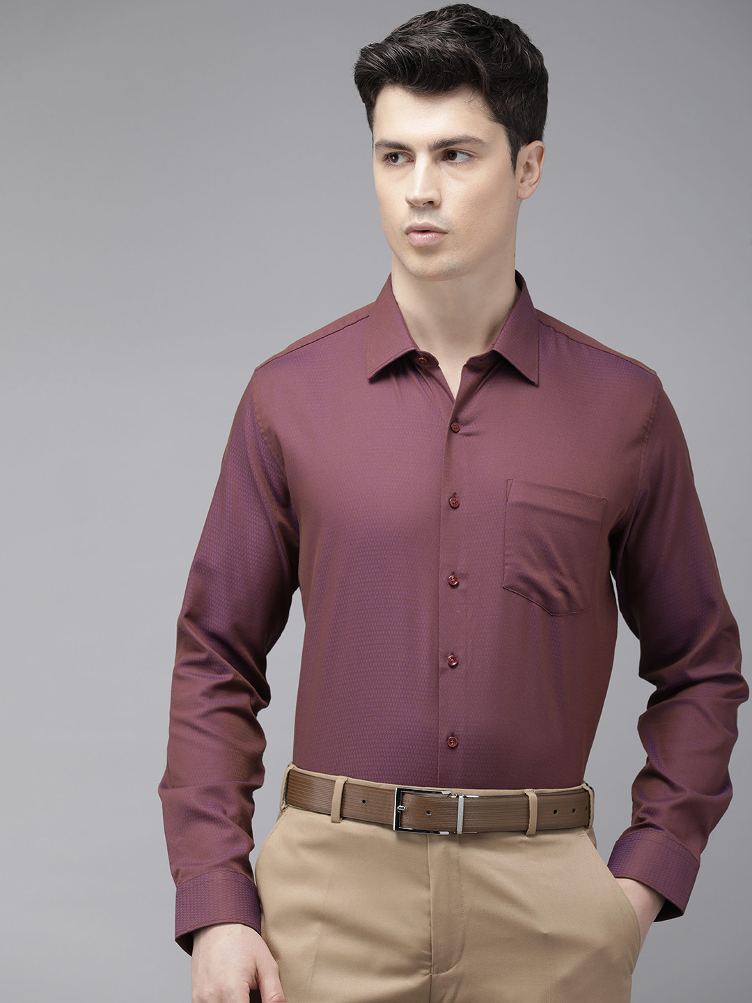 

Van Heusen Pure Cotton Slim Fit Opaque Formal Shirt, Purple