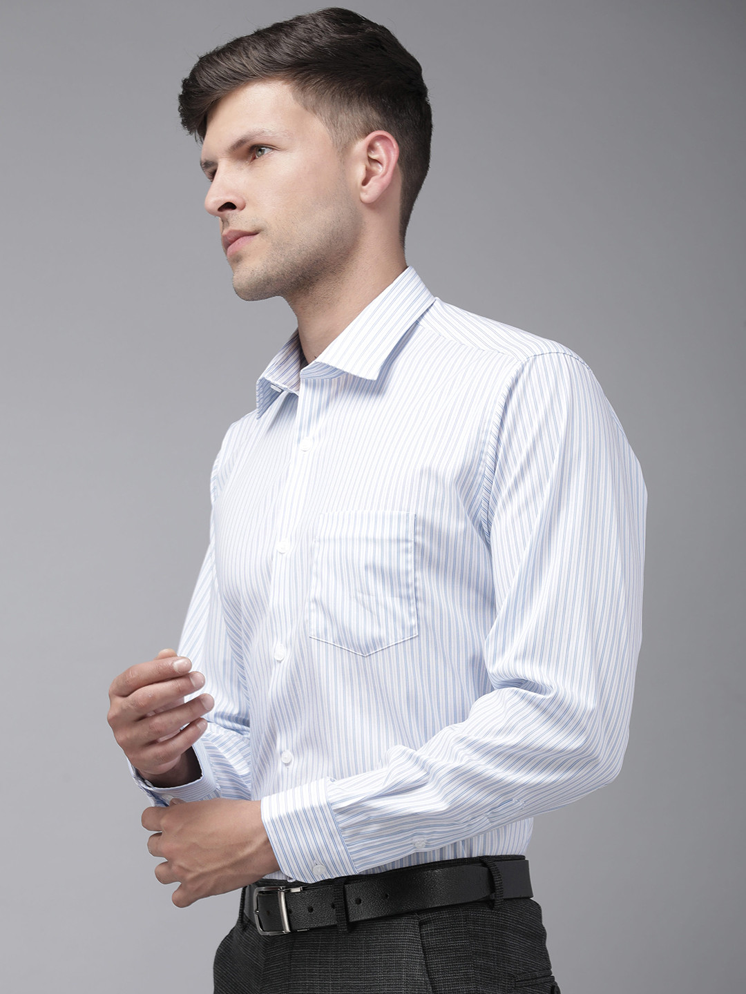 

Van Heusen Men Custom Striped Formal Shirt, White
