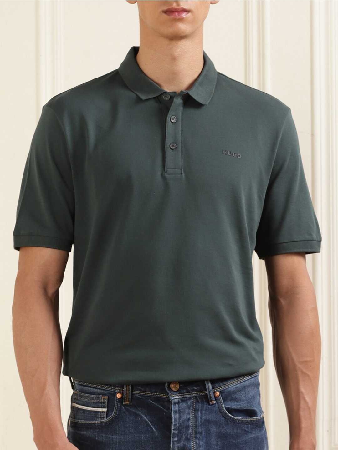 

HUGO Polo Collar Cotton T-shirt, Green
