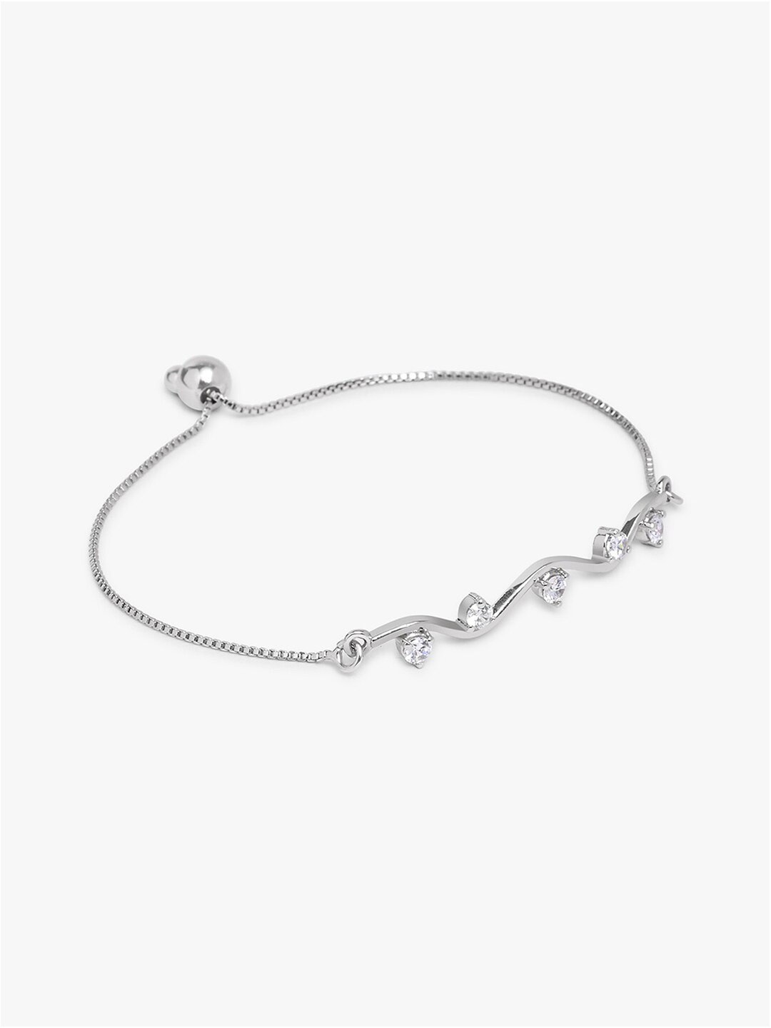 

March by FableStreet Silver-Plated CZ Stone Studded Link Bracelet