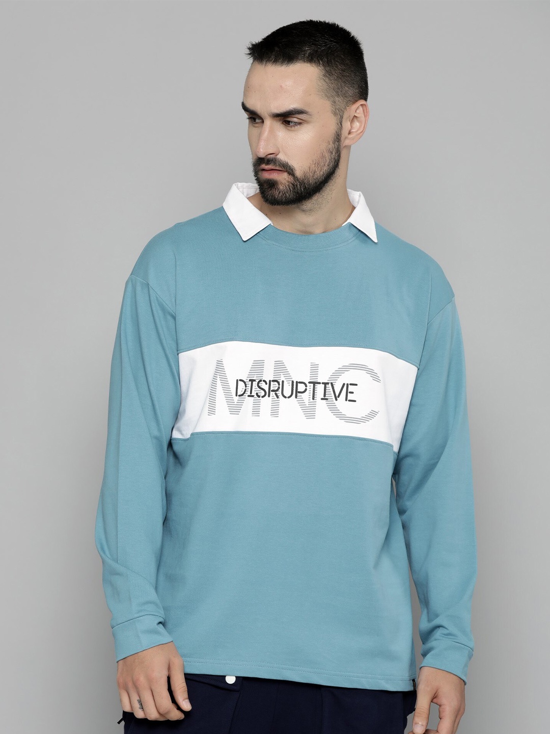 

Maniac Typography Printed Polo Collar T-shirt, Blue