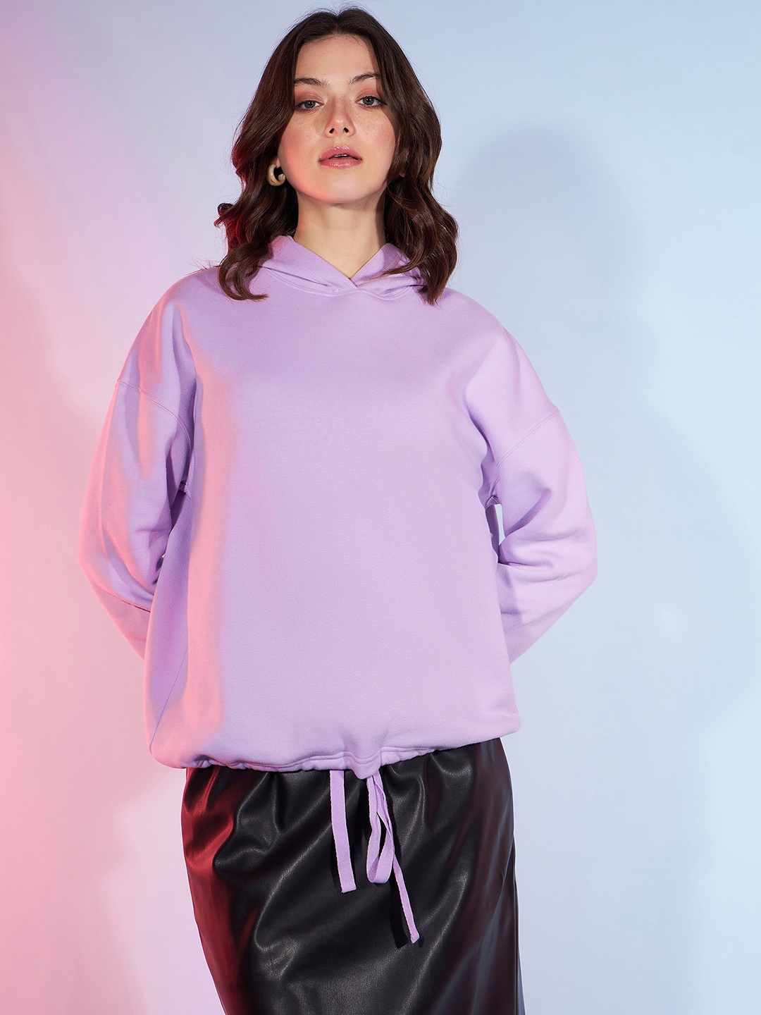 

DressBerry Lavender Hooded Cotton Pullover Sweatshirt