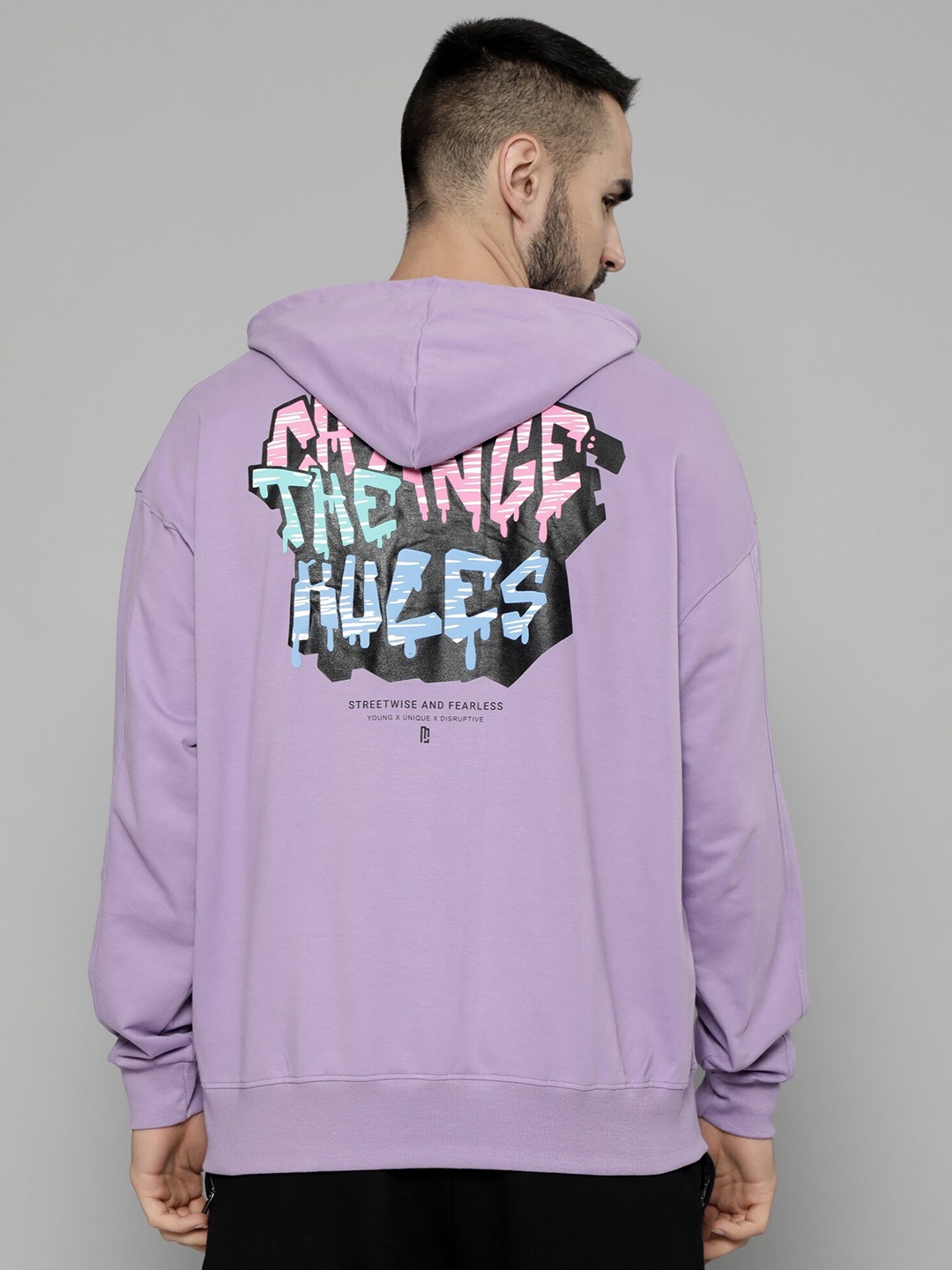 

Maniac Typography Printed Hooded Pure Cotton Sweatshirt, Lavender