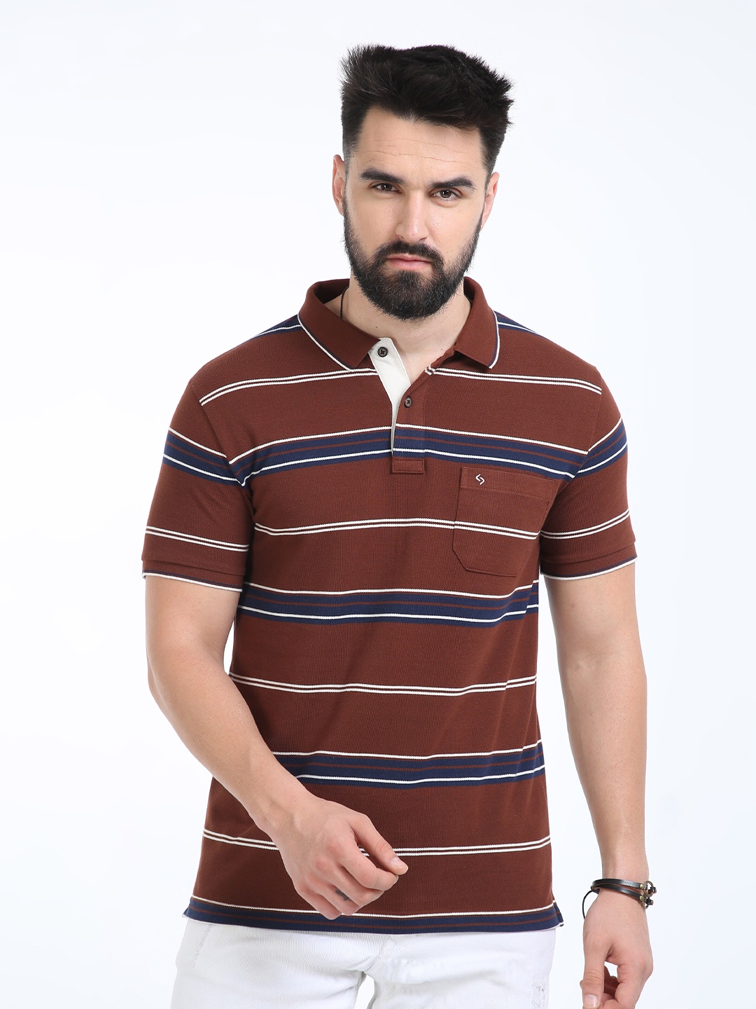 

Classic Polo Striped Polo Collar Slim Fit T-shirt, Burgundy