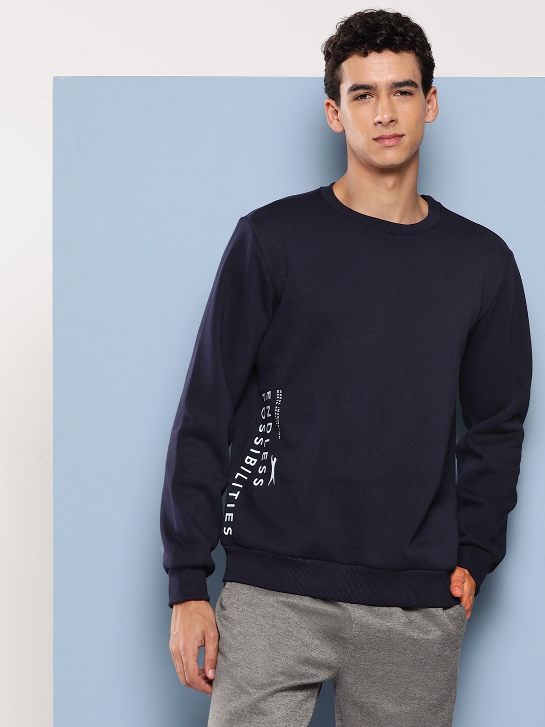 

Slazenger Men Typography Printed Cotton Sweatshirt, Navy blue