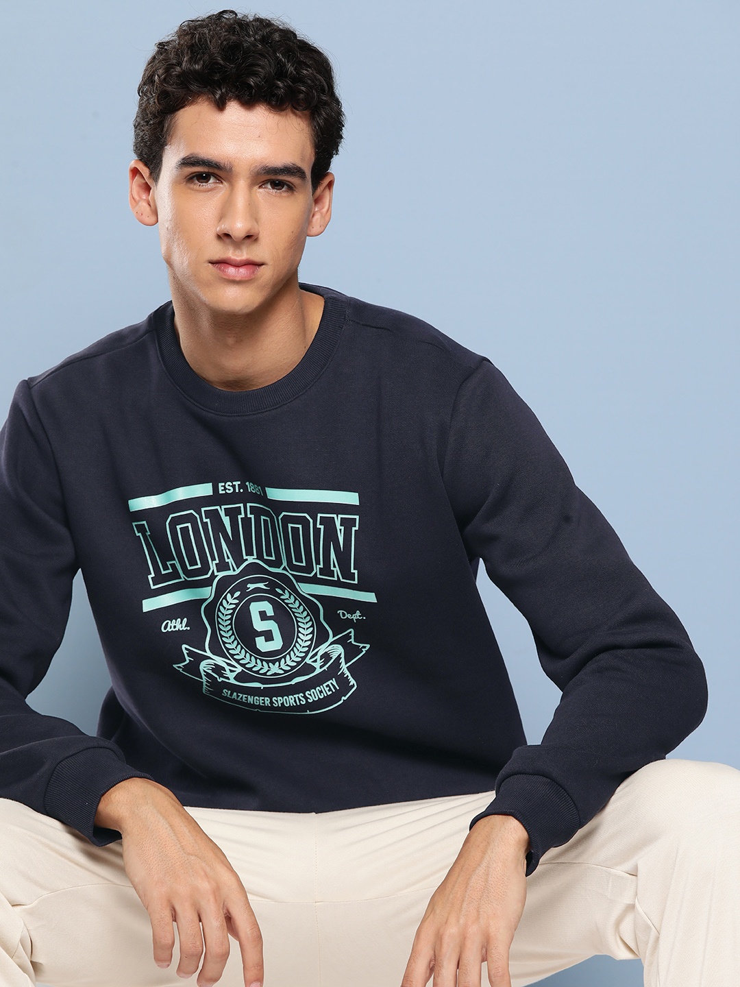 

Slazenger Men Typography Printed Cotton Sweatshirt, Navy blue