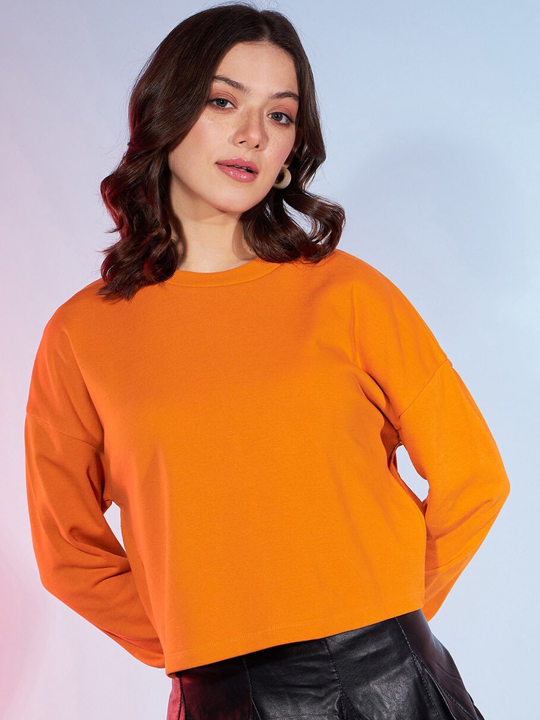 

DressBerry Orange Anti Odour Crop Cotton Pullover