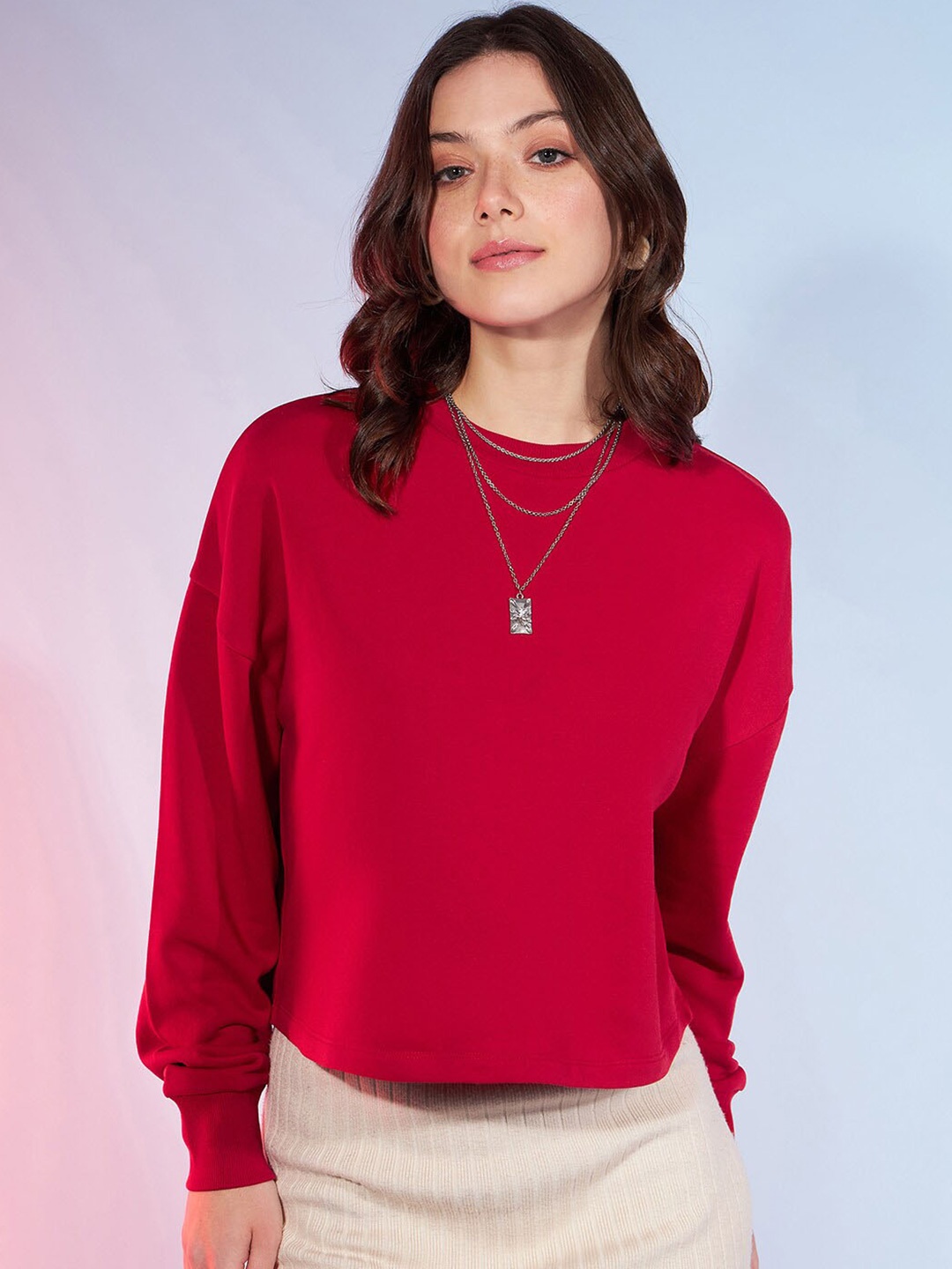 

DressBerry Red Cotton Pullover Sweatshirt