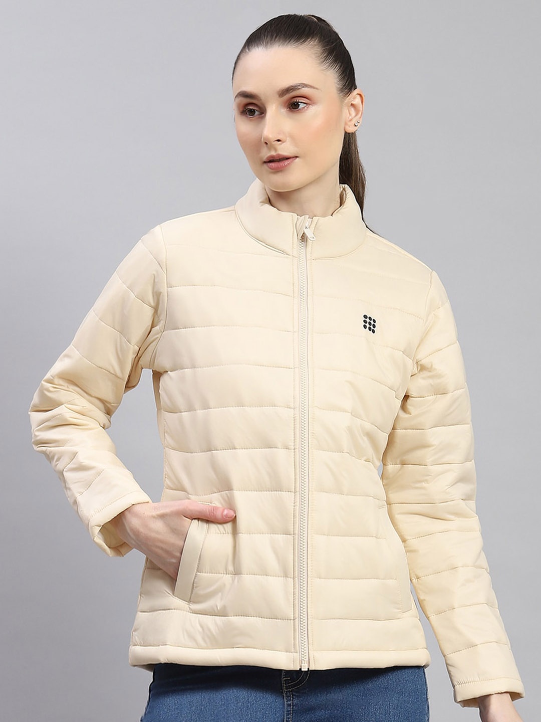 

rock.it Mock Collar Lightweight Puffer Jacket, Cream