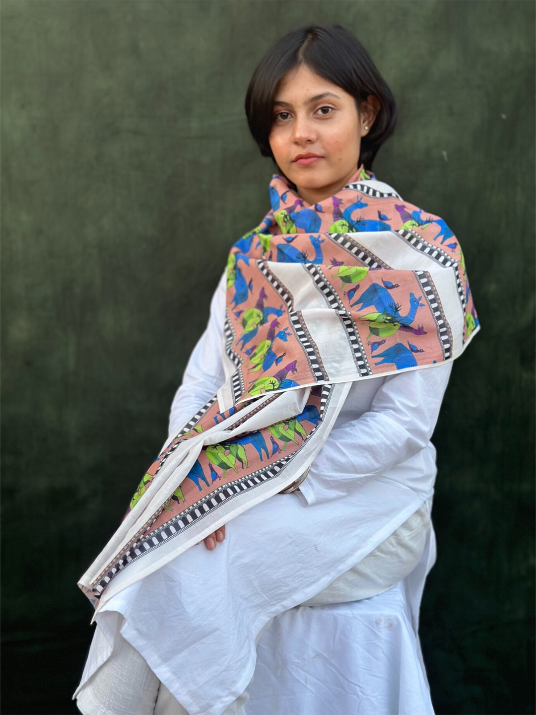 

BUTA BUTI Women Floral Printed Cotton Scarf, White