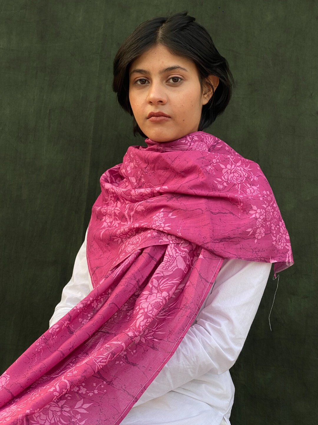 

BUTA BUTI Floral Printed Cotton Scarf, Pink