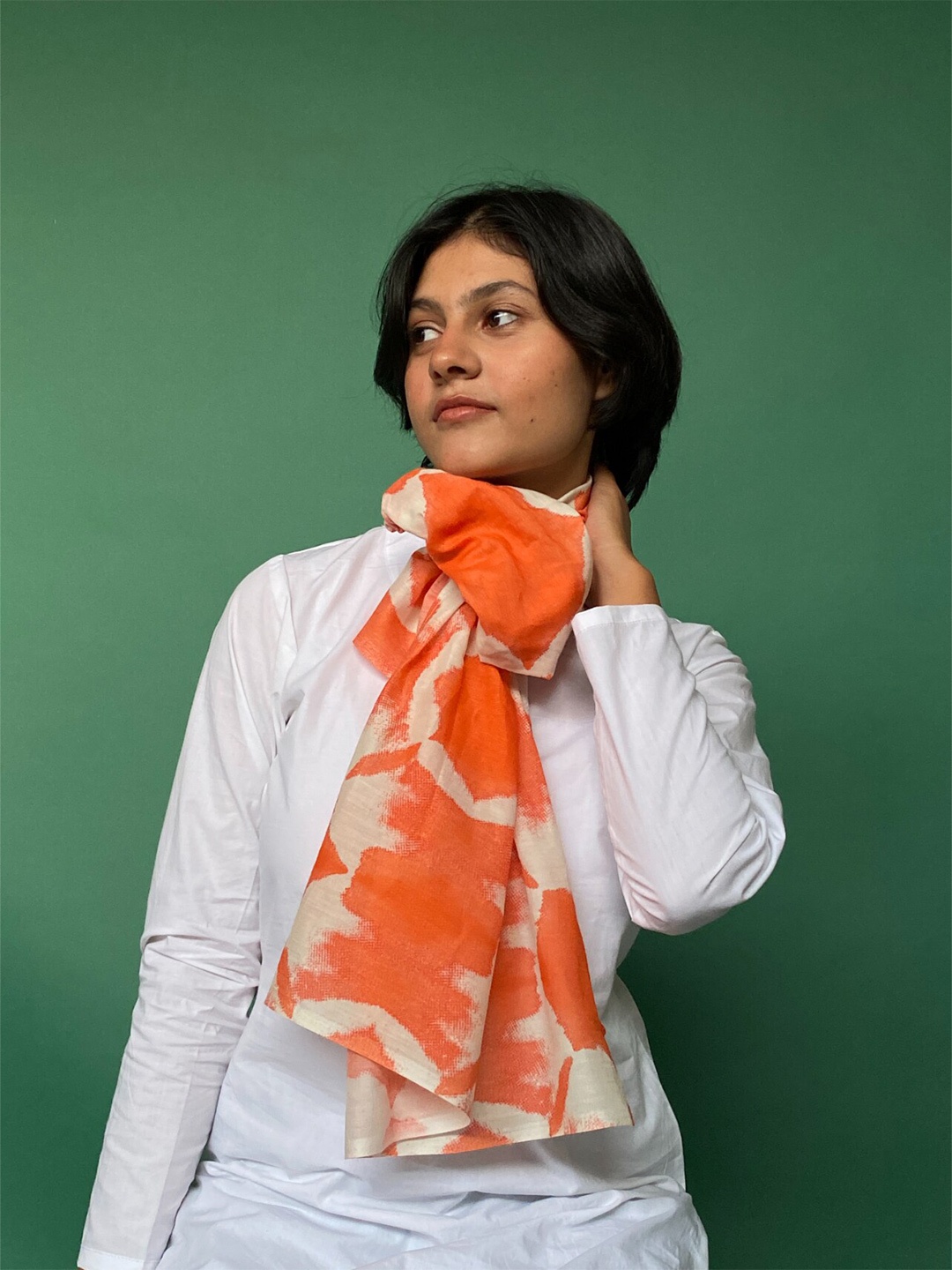 

BUTA BUTI Dyed Cotton Scarf, Orange