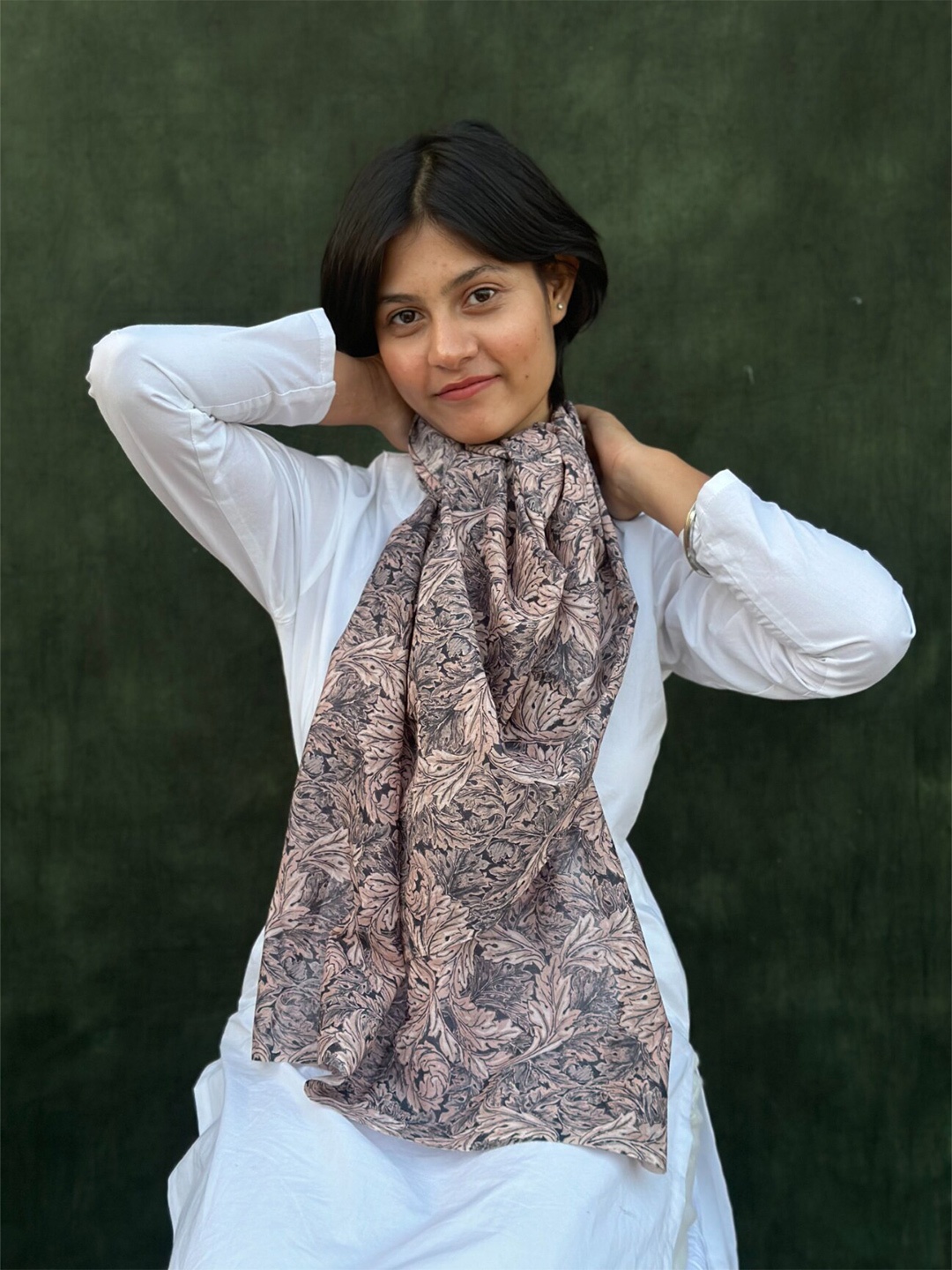 

BUTA BUTI Floral Printed Cotton Scarf, Beige