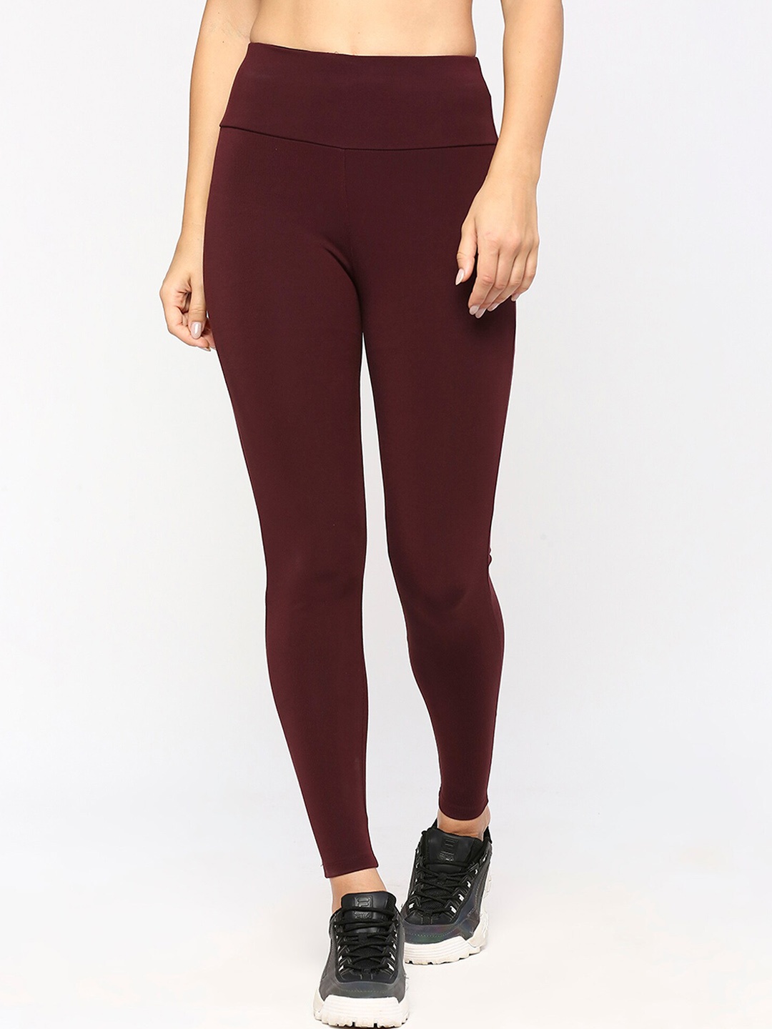 

LAASA SPORTS High-Rise Dry-Fit Running Tights, Burgundy