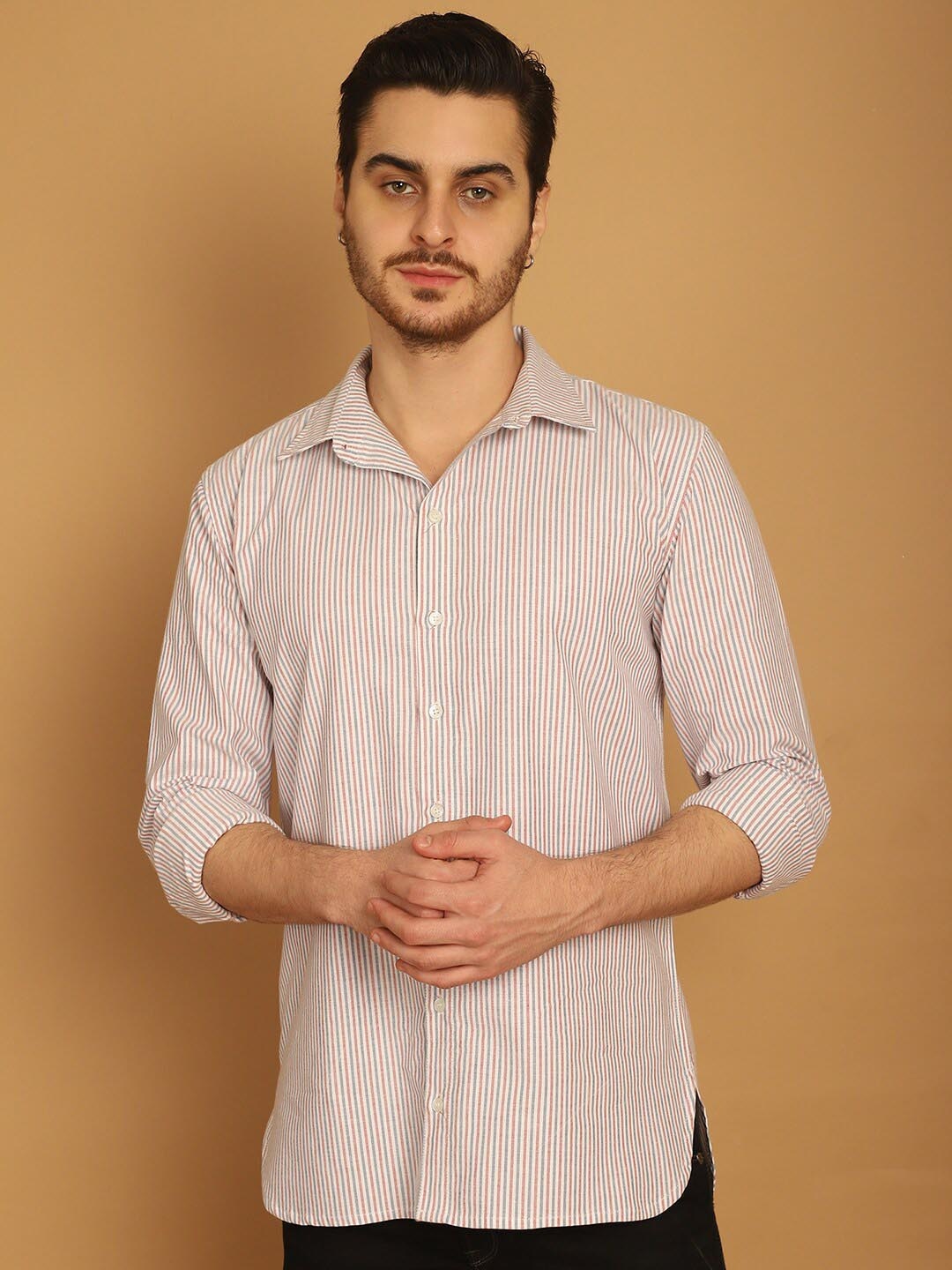 

Vanguard Comfort Vertical Striped Pure Cotton Casual Shirt, Blue