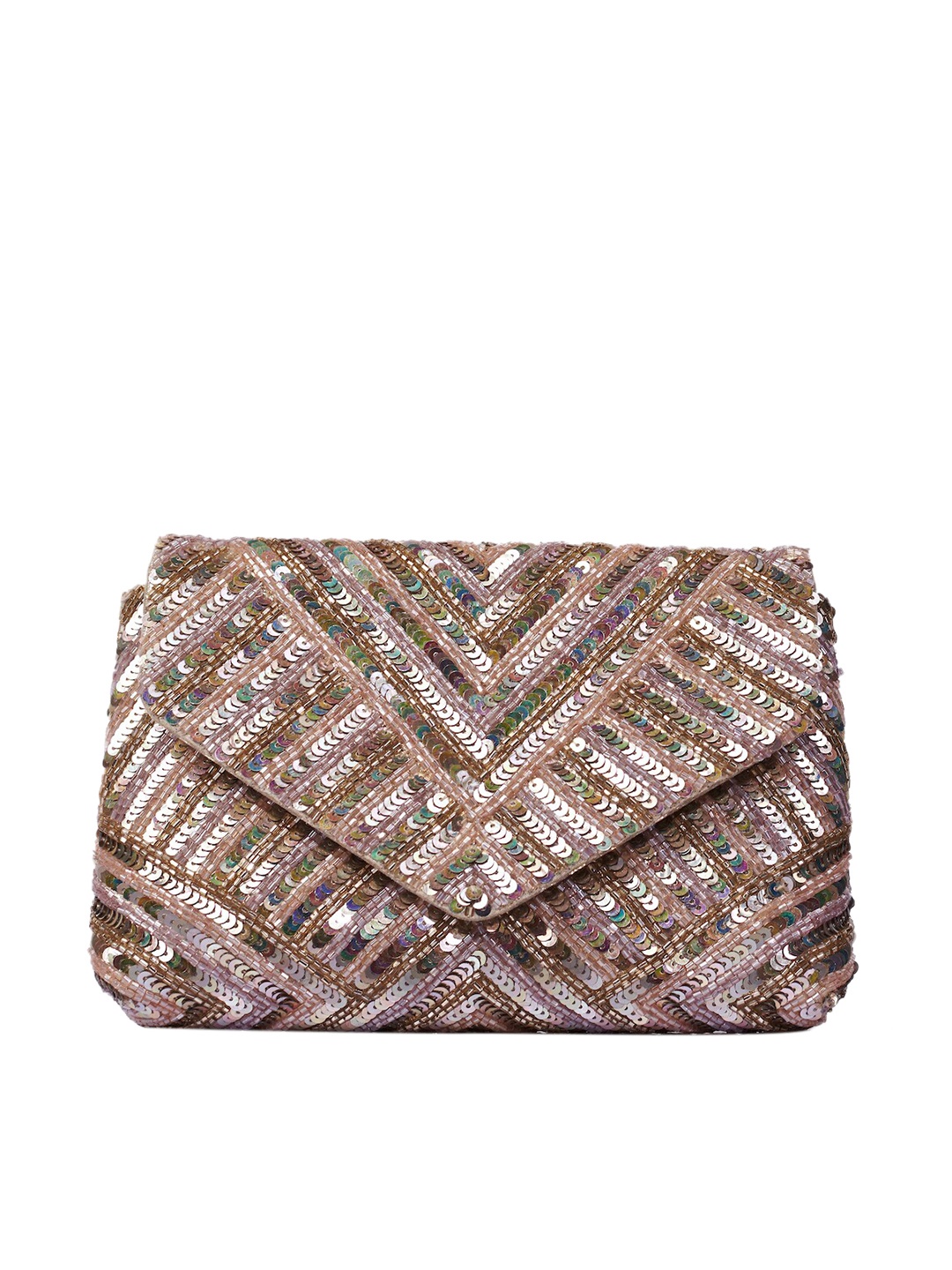 

BEAU MONDE Embellished Envelope Clutch, Rose gold