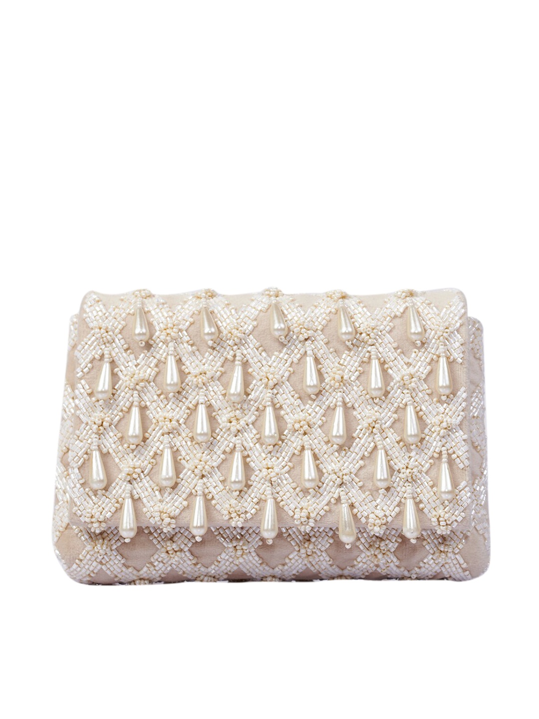 

BEAU MONDE Embroidered Purse Clutch, White