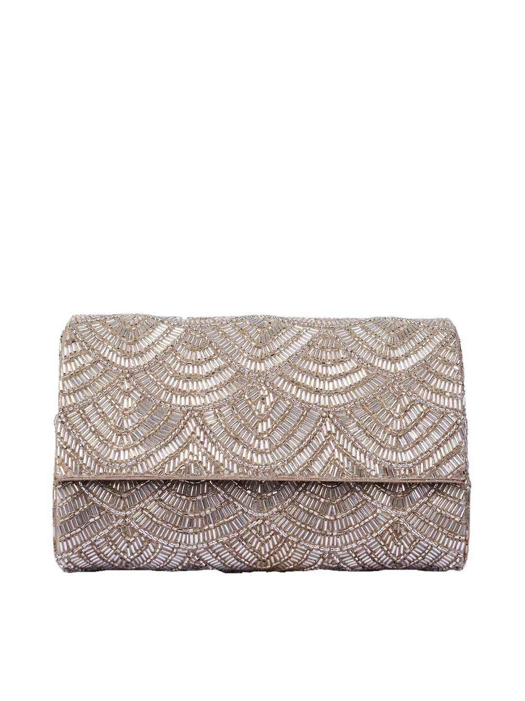 

BEAU MONDE Embellished Envelope Clutch, Silver