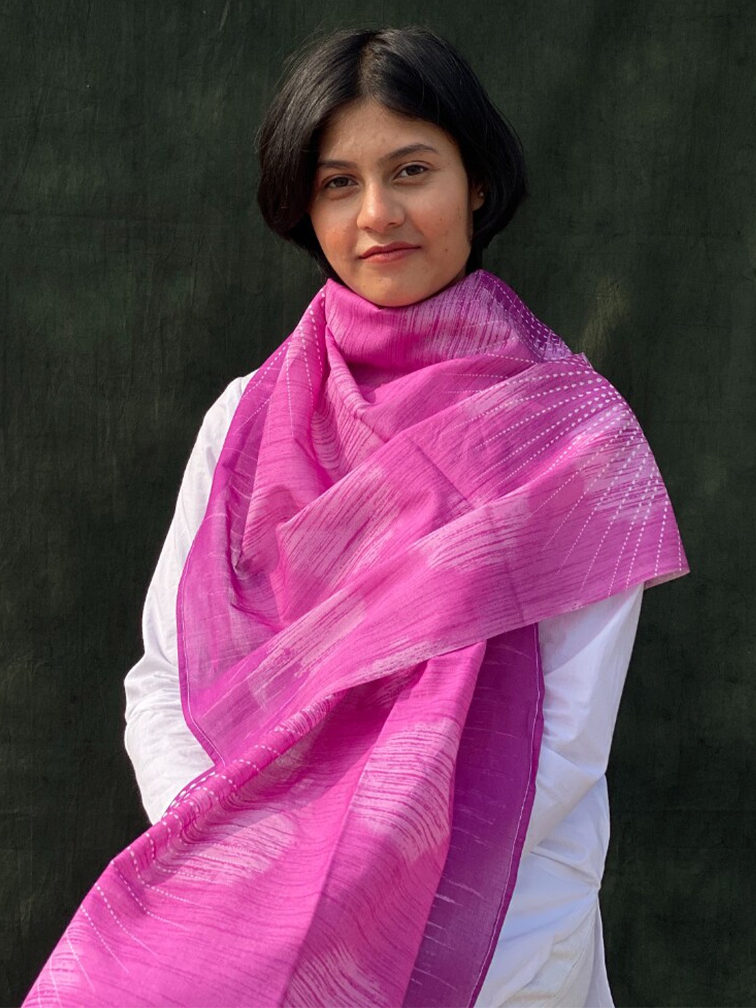 

BUTA BUTI Abstract Printed Cotton Scarf, Pink
