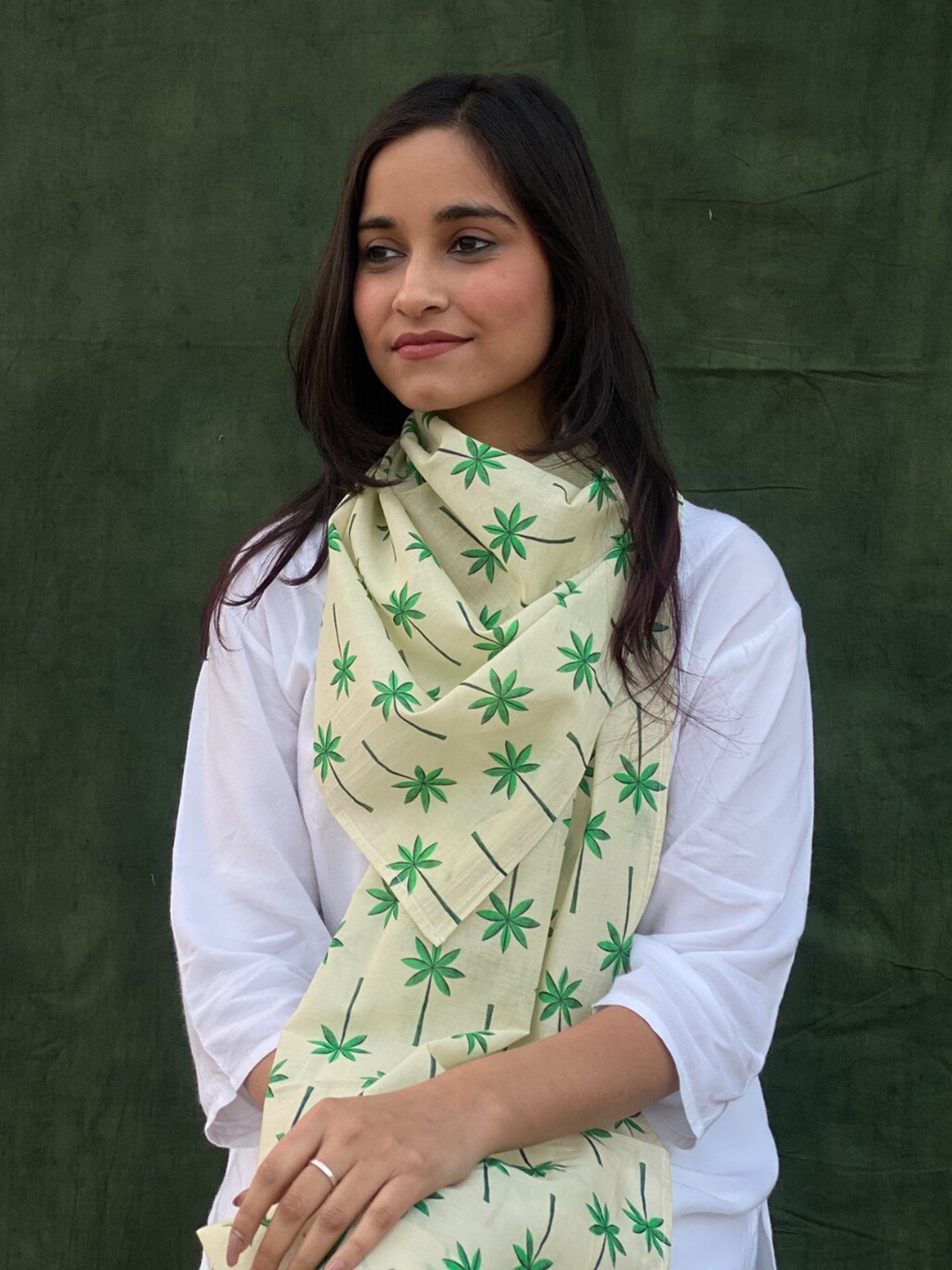 

BUTA BUTI Printed Cotton Scarf, Green