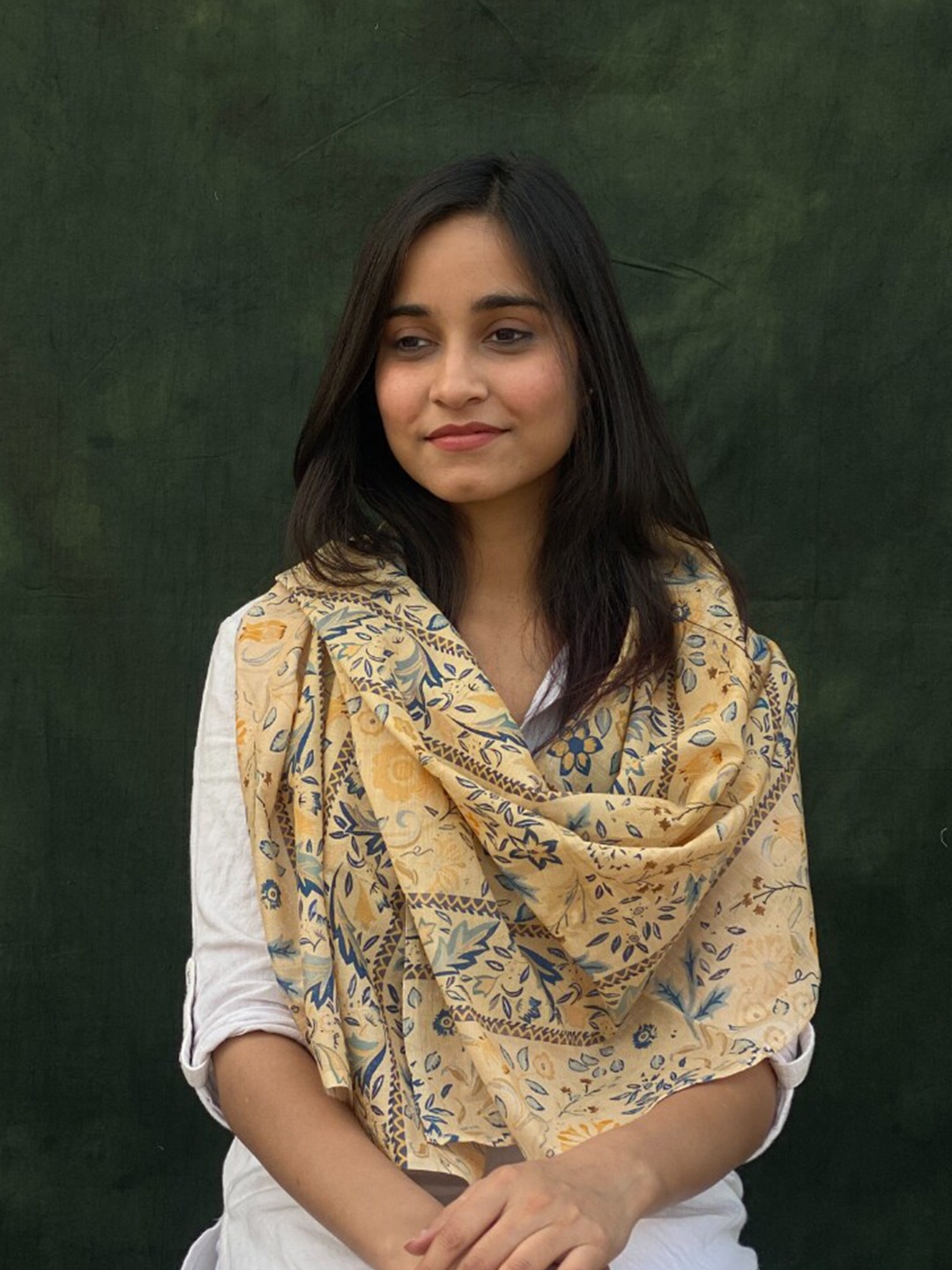 

BUTA BUTI Floral Printed Cotton Stole, Beige