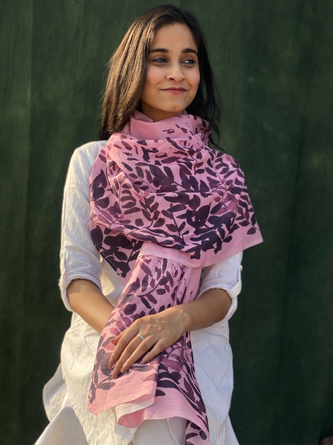 

BUTA BUTI FLoral Printed Cotton Scarf, Pink