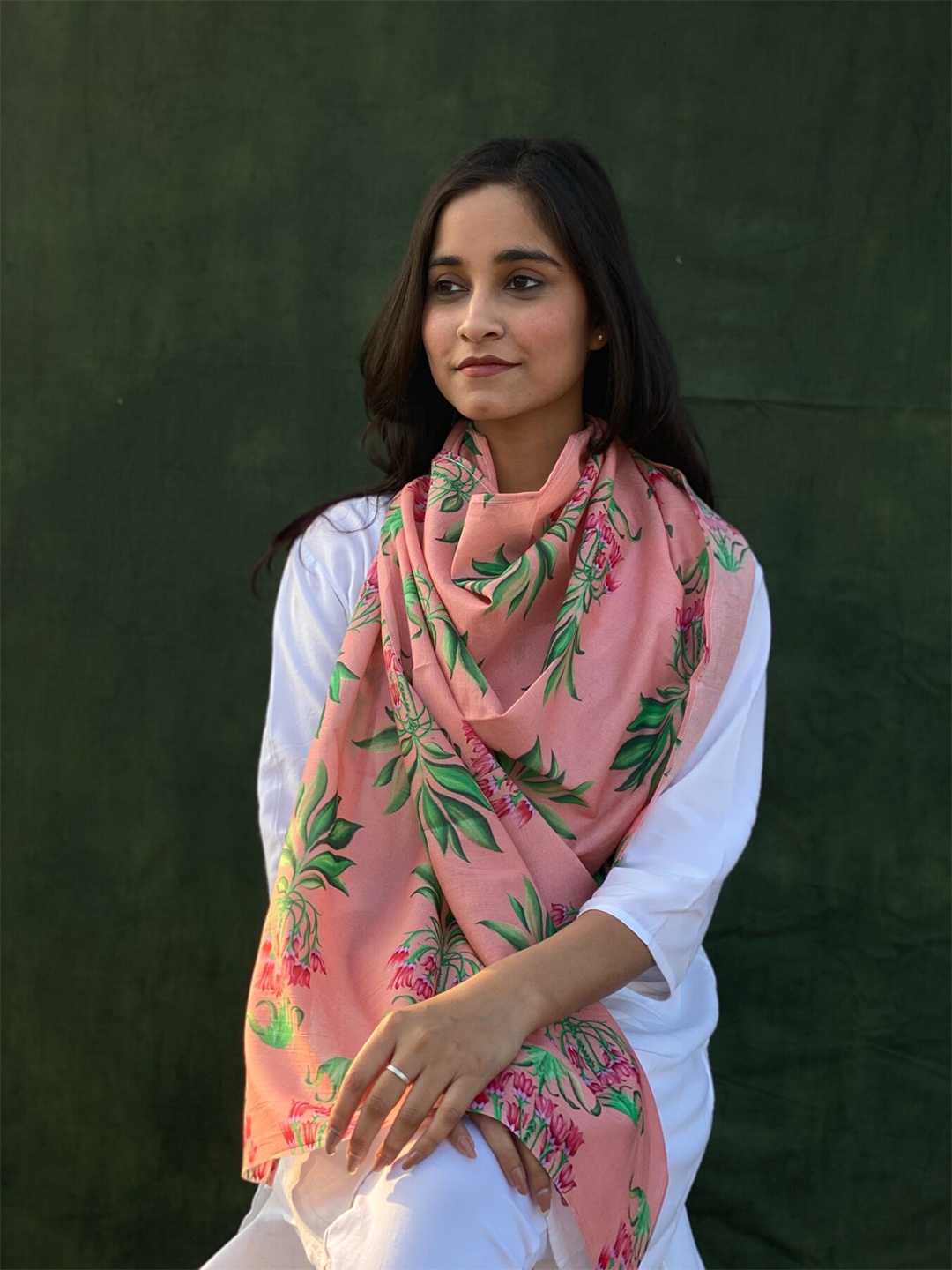 

BUTA BUTI Floral Printed Cotton Scarf, Pink