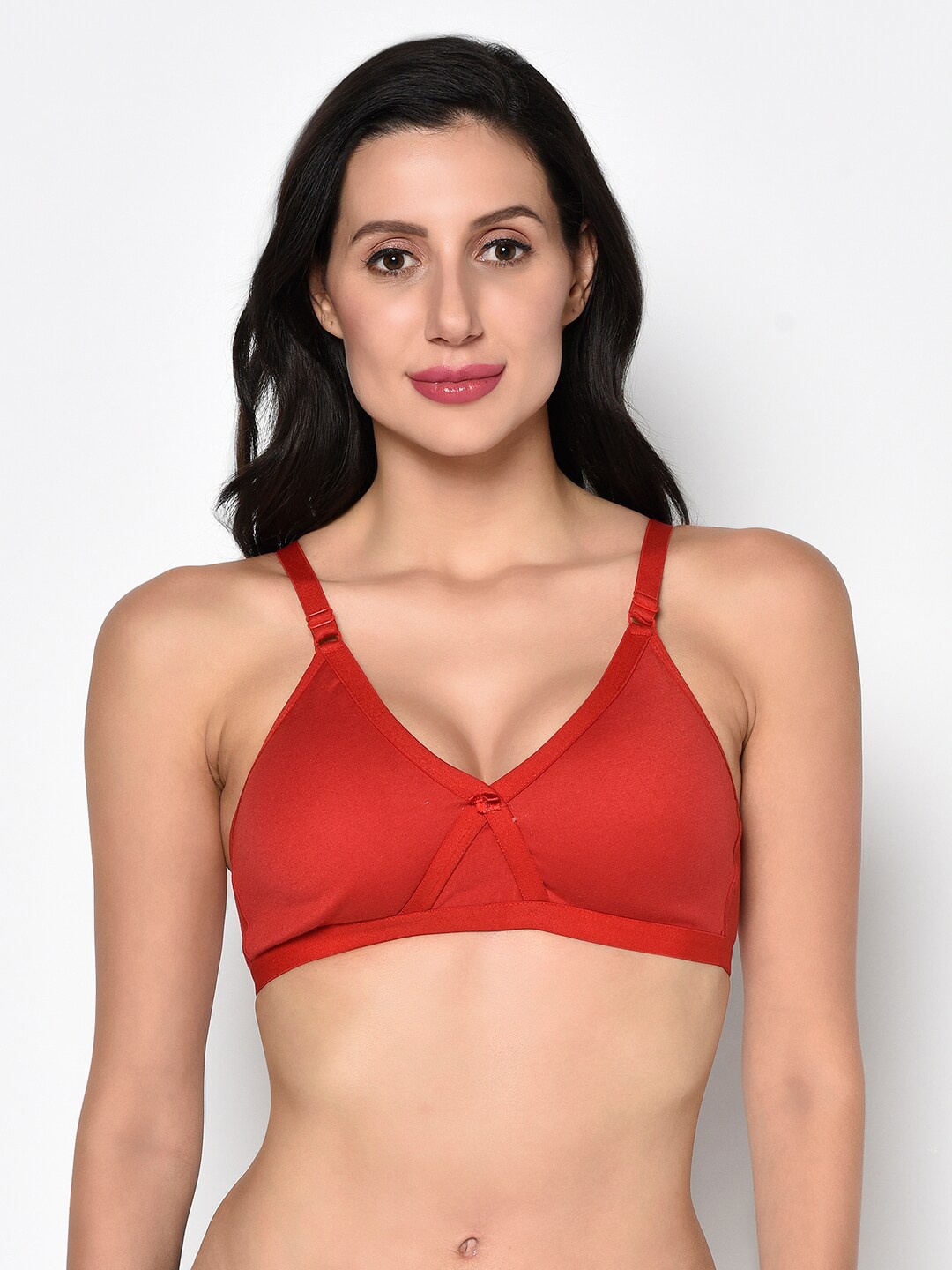 

PRETTYBOLD Full Coverage Cotton Bra With All Day Comfort, Red