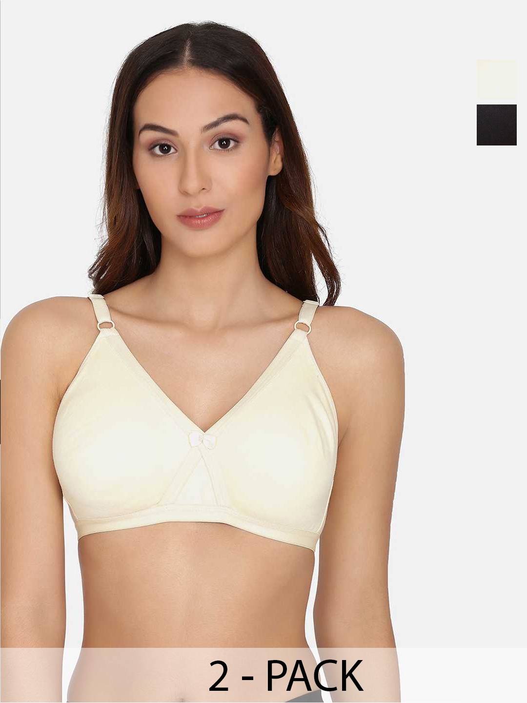 

PRETTYBOLD Pack Of 2 Full Coverage Cotton Bra With All Day Comfort, Beige