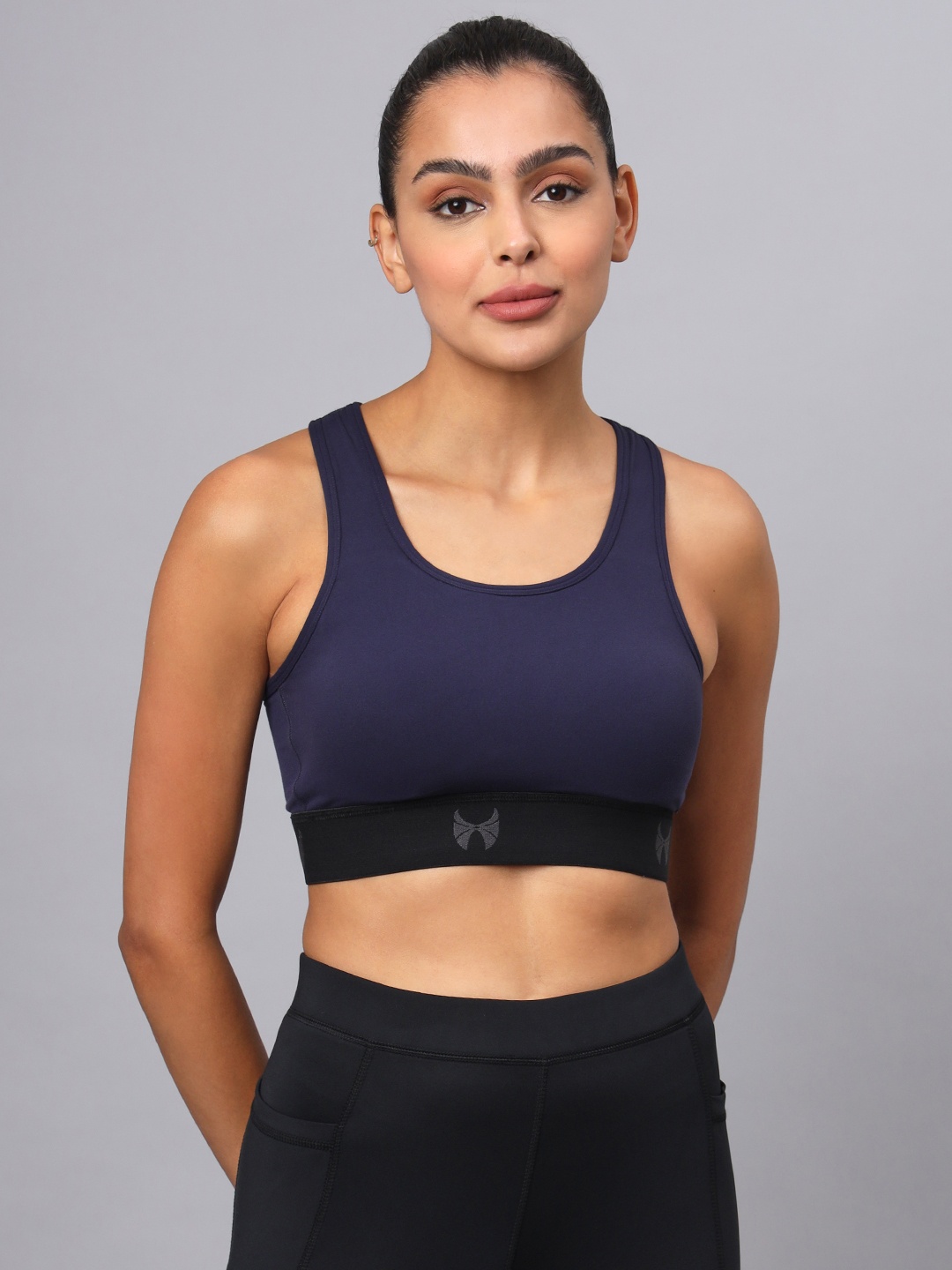 

skyria Medium Coverage Padded Rapid-Dry Workout Bra With All Day Comfort, Navy blue