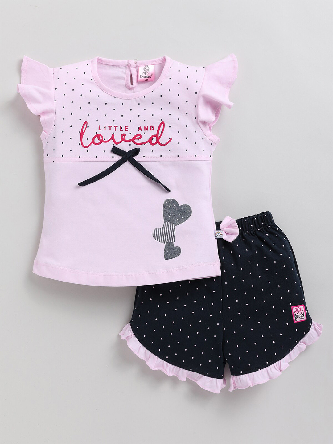 

BAESD Girls Printed Pure Cotton Top With Shorts, Pink