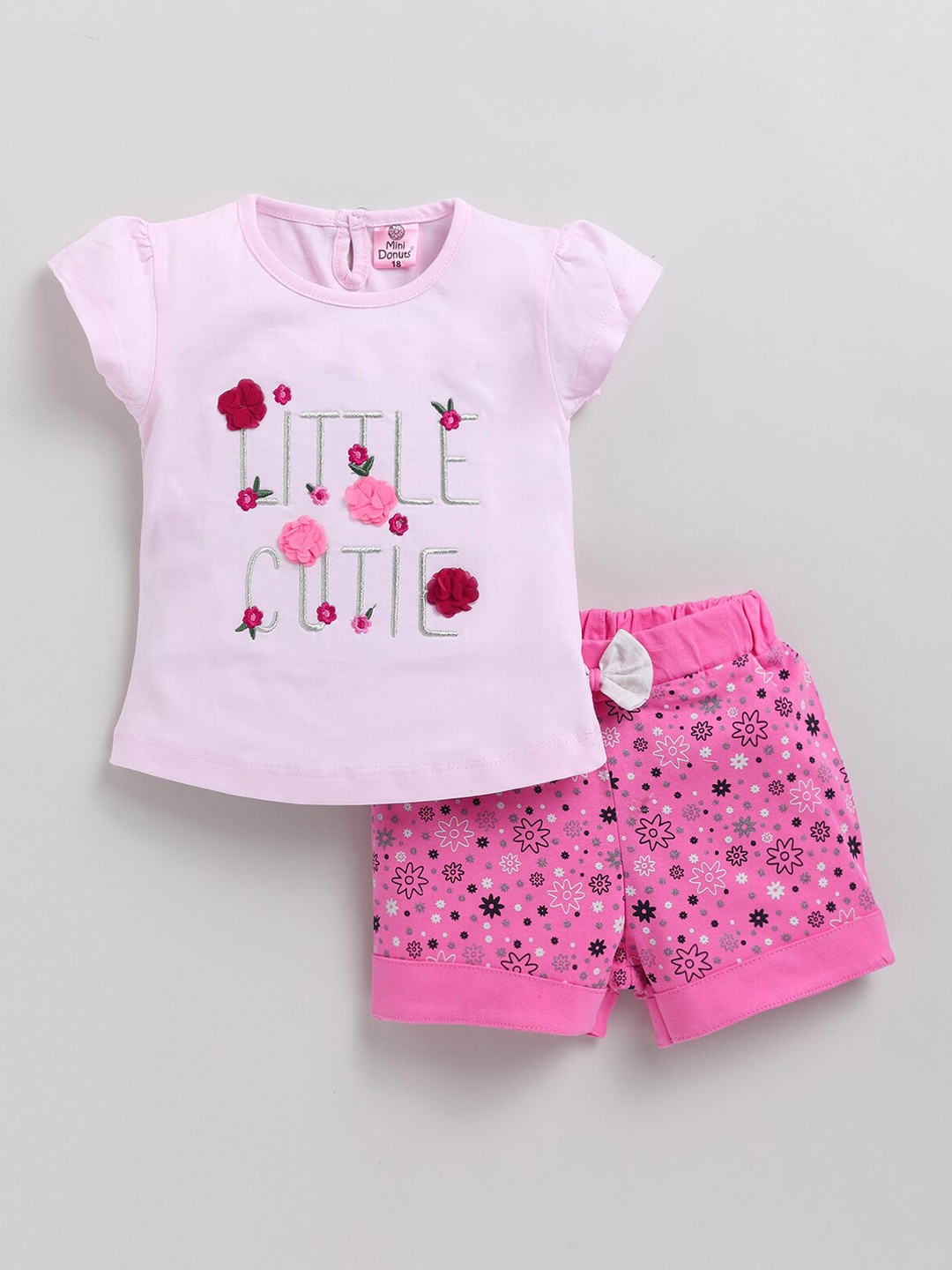 

BAESD Girls Printed Pure Cotton Top With Shorts, Pink