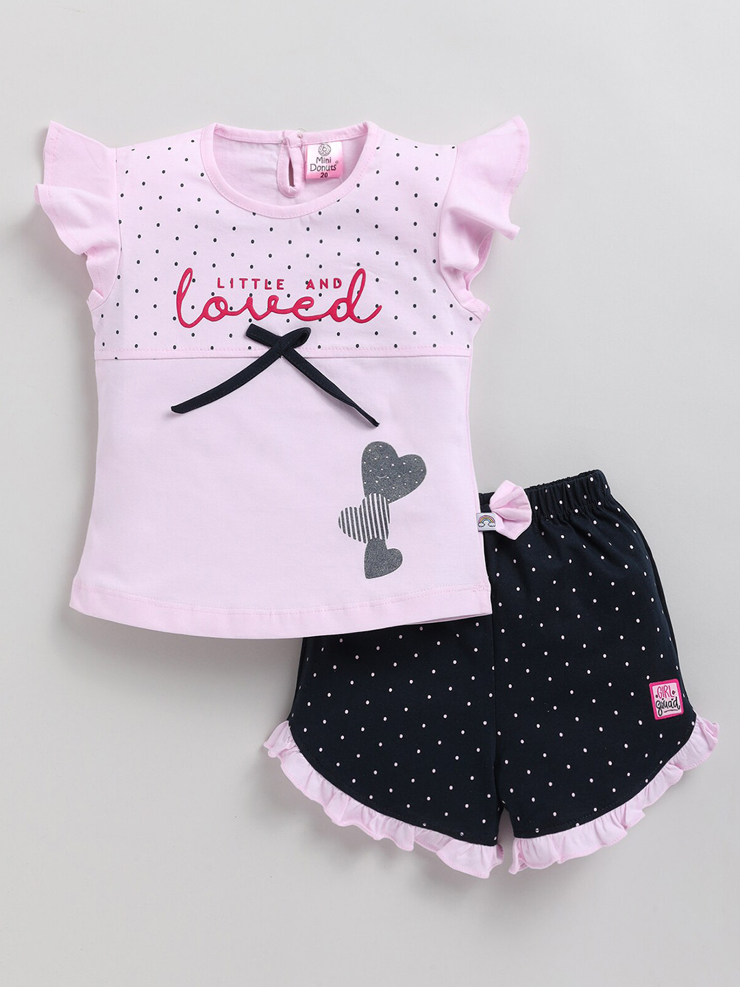 

BAESD Girls Printed Pure Cotton Top With Shorts, Pink