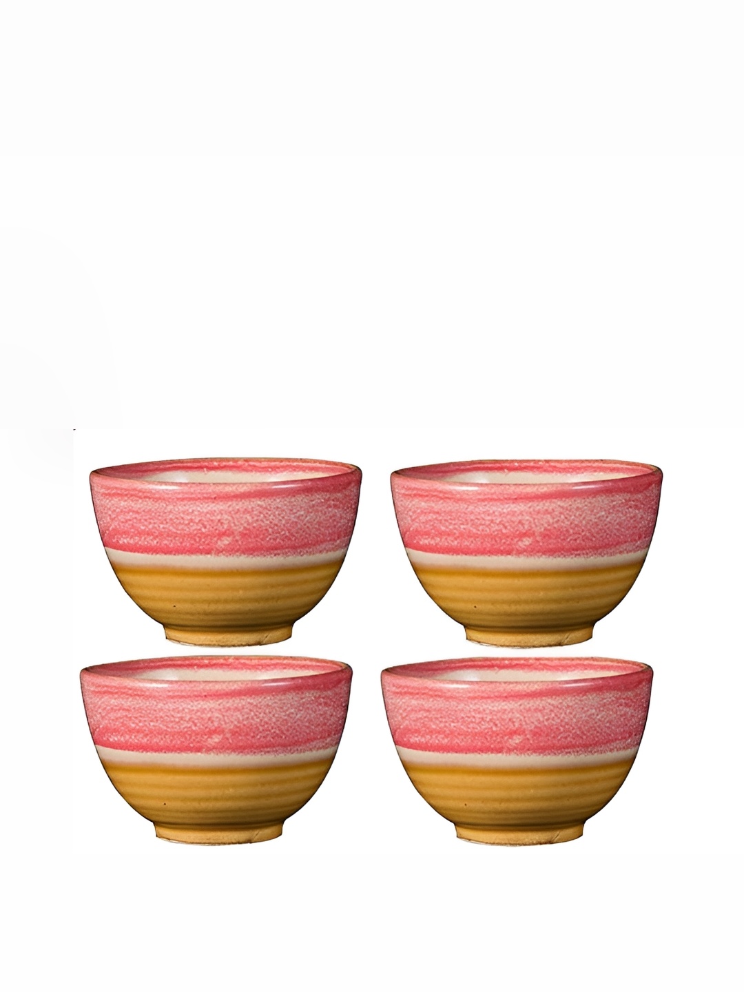 

caffeine Mustard & Pink 4 Pieces Ceramic Microwave Safe Fashion Dessert Bowl