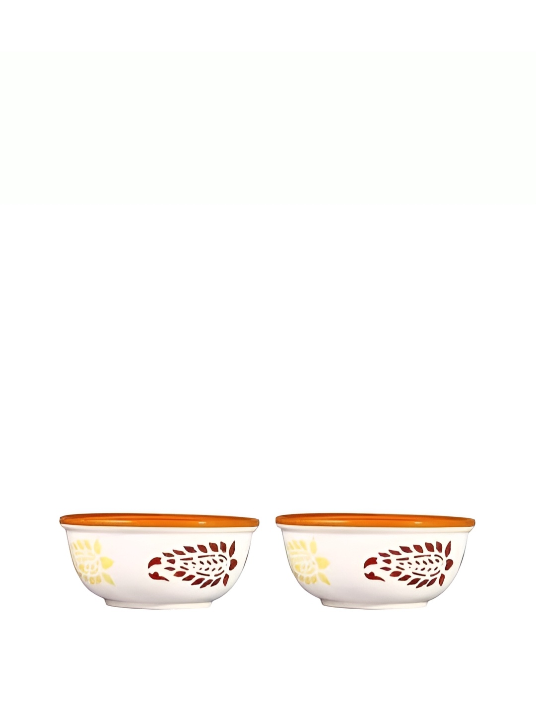 

caffeine White & Brown 2 Pieces Ceramic Microwave Safe Serving Bowl