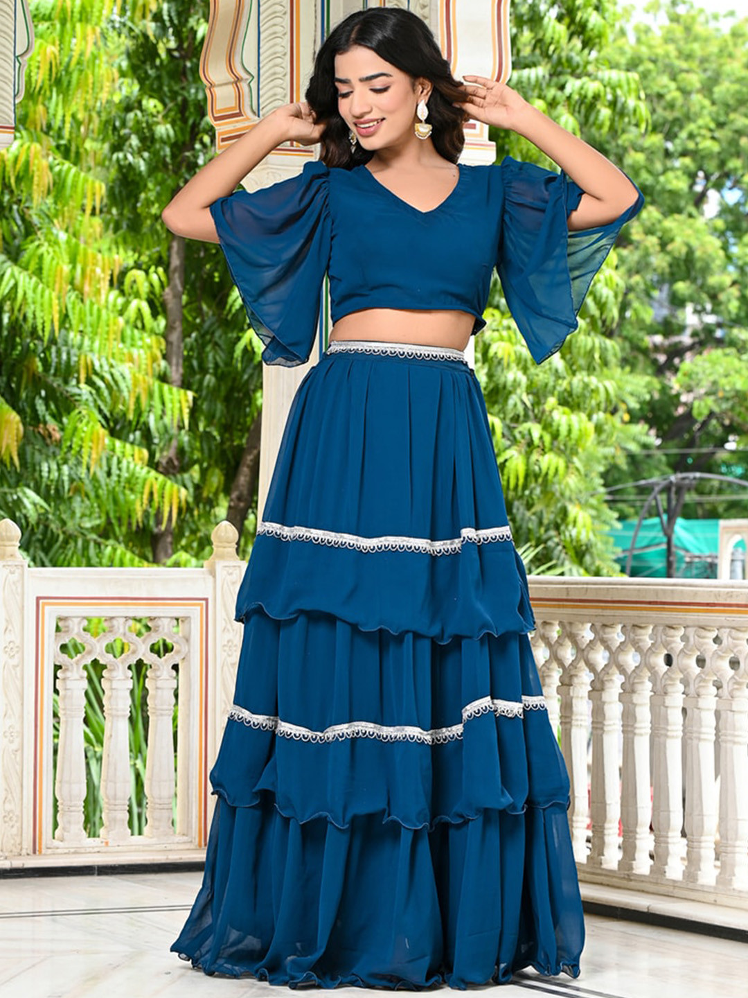 

Indi INSIDE Embellished Top With Skirts Co-Ords, Teal