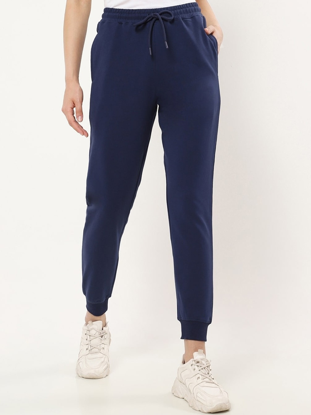 

Bewakoof Women Pure Cotton Mid-Rise Jogger, Blue