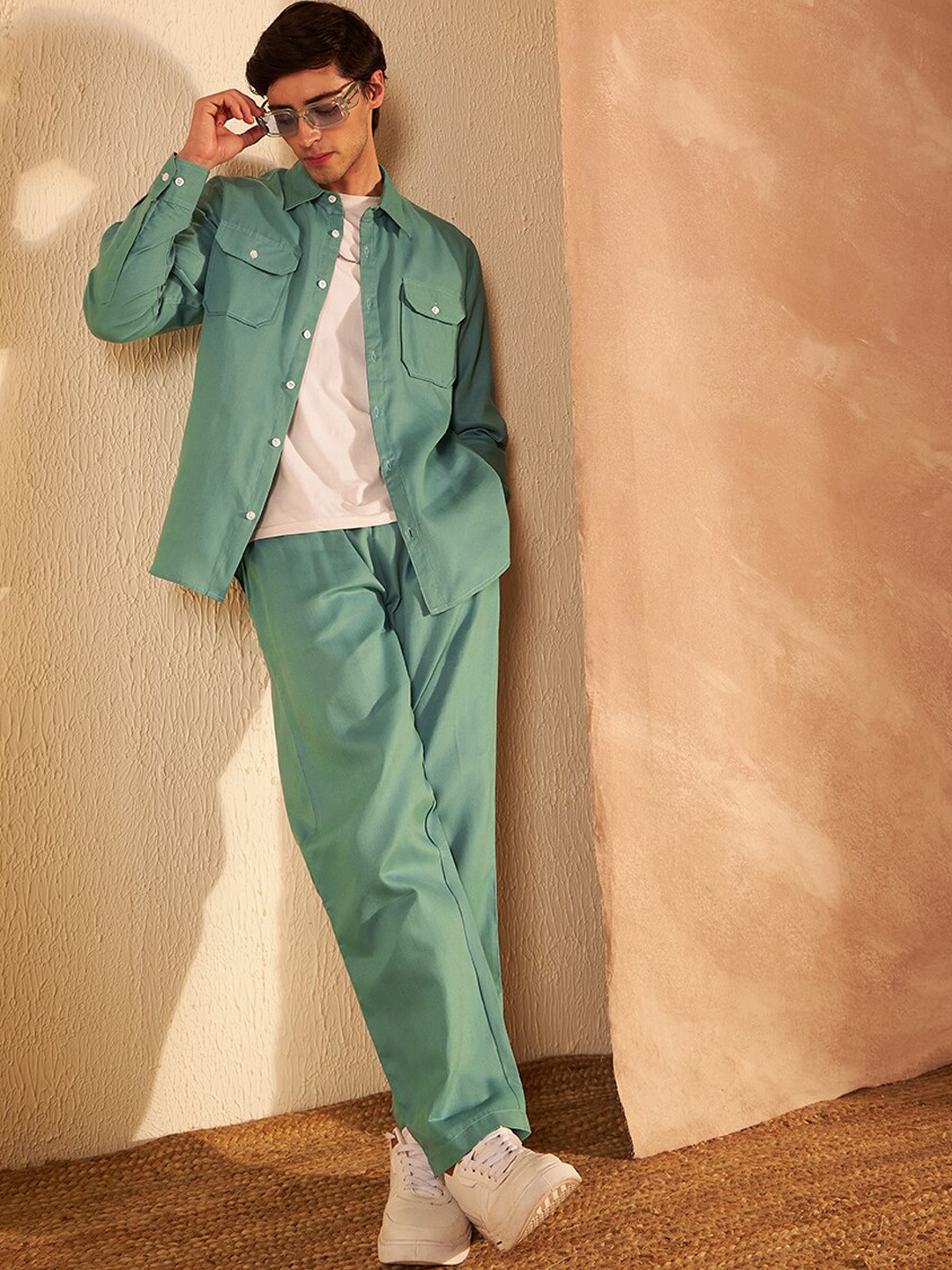 

DENNISON Pure Cotton Shirt With Trousers Co-Ords, Green