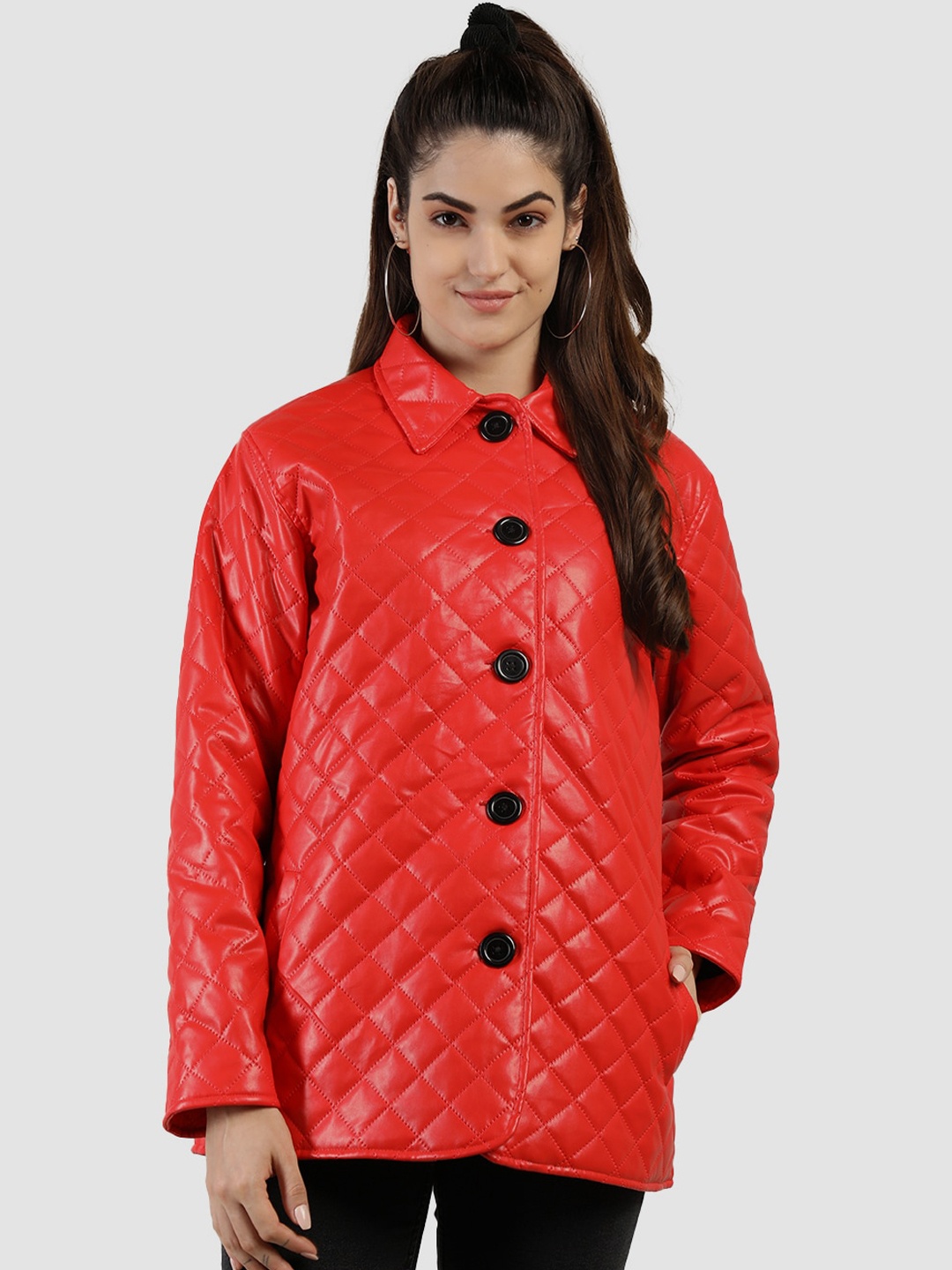 

Chemistry Spread Collar Lightweight Quilted Jacket, Red