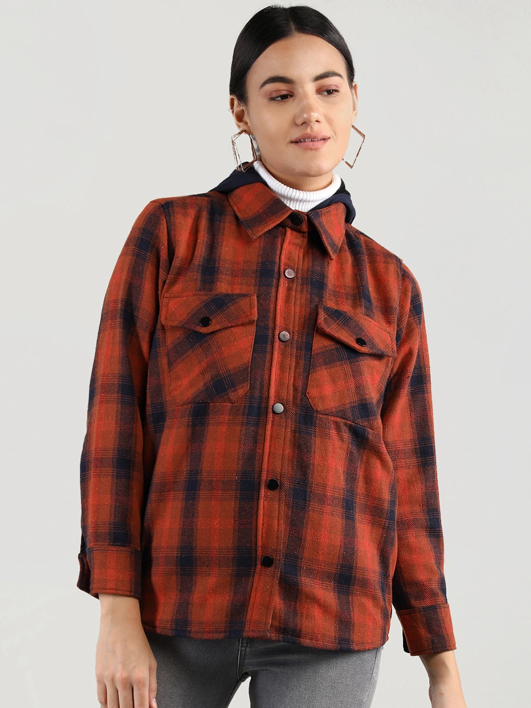 

Chemistry Checked Lightweight Long Sleeves Tailored Jacket, Rust