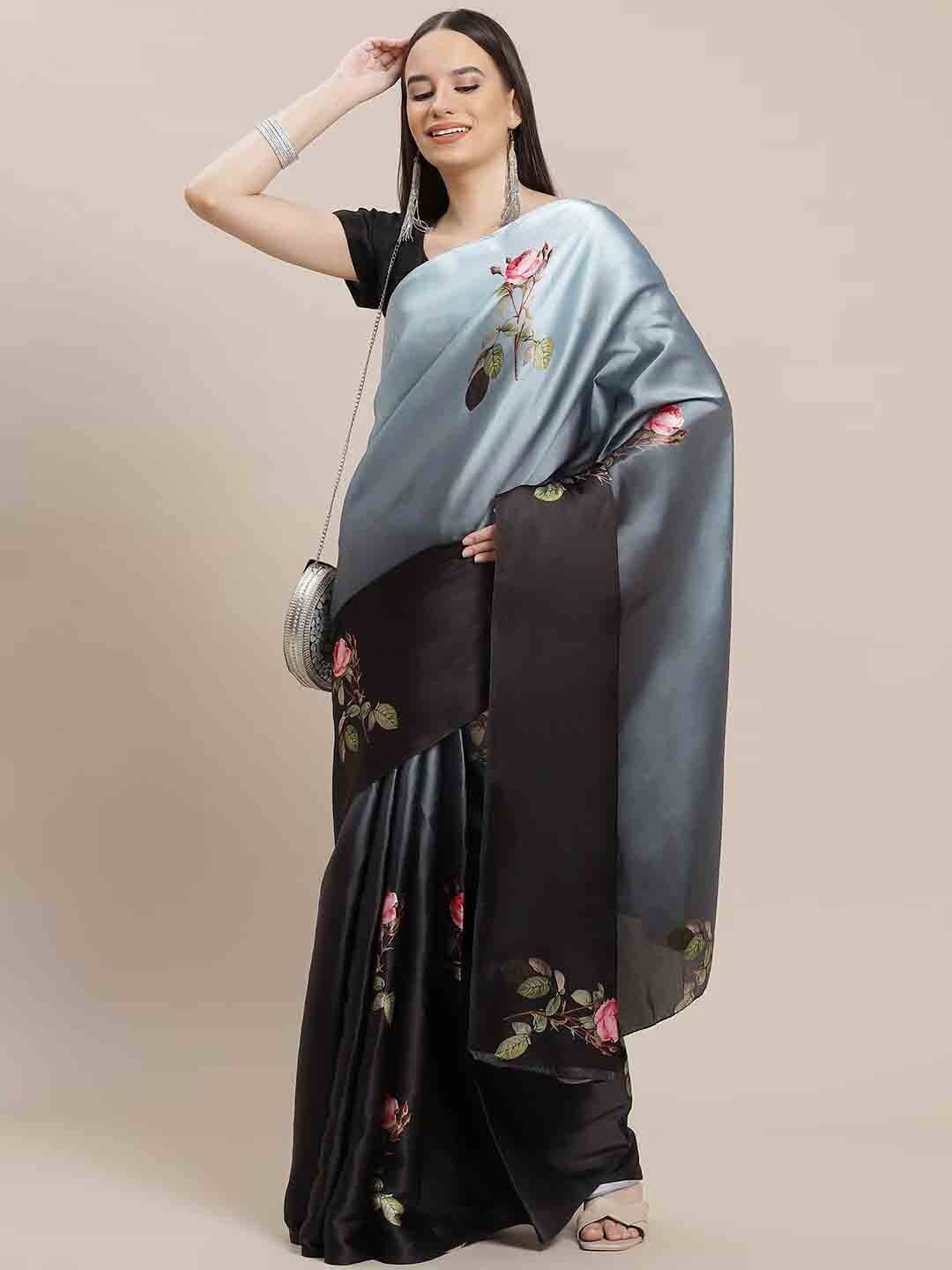 

Stylefables Floral Printed Saree, Black