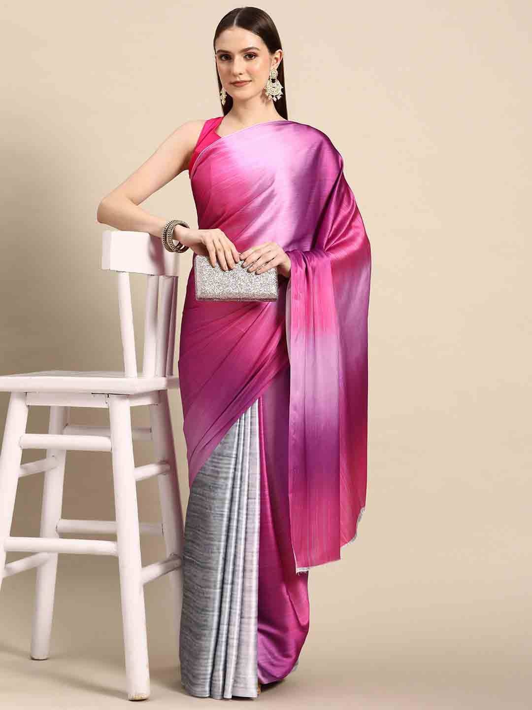 

Stylefables Poly Georgette Saree, Pink