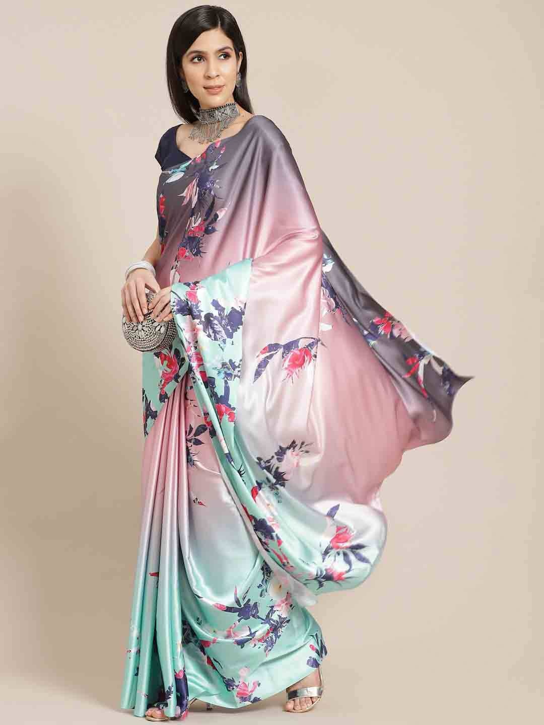 

Stylefables Floral Printed Saree, Sea green
