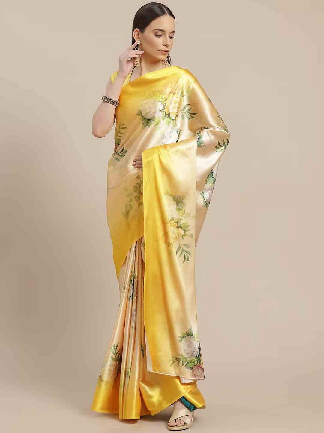 

Stylefables Floral Printed Saree, Yellow