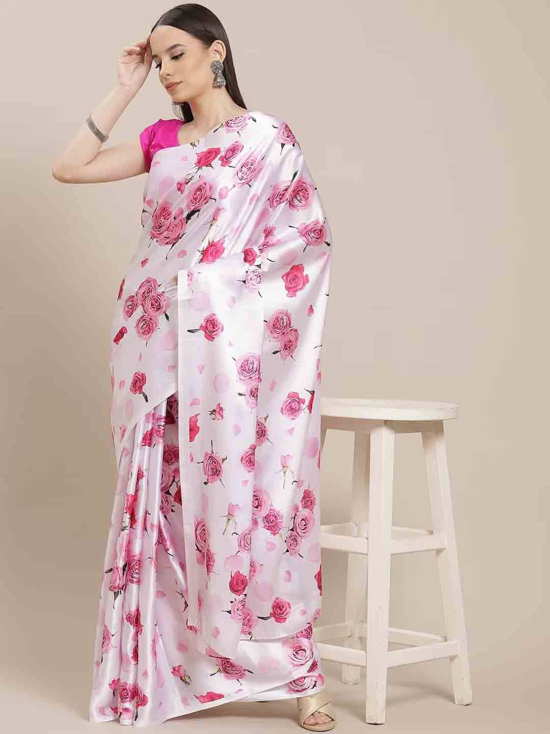 

Stylefables Floral Printed Saree, White