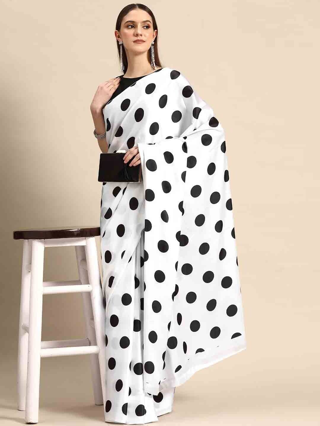 

Stylefables Polka Dots Printed Saree, White