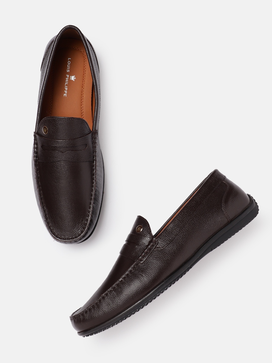 

Louis Philippe Men Formal Leather Penny Loafers, Brown