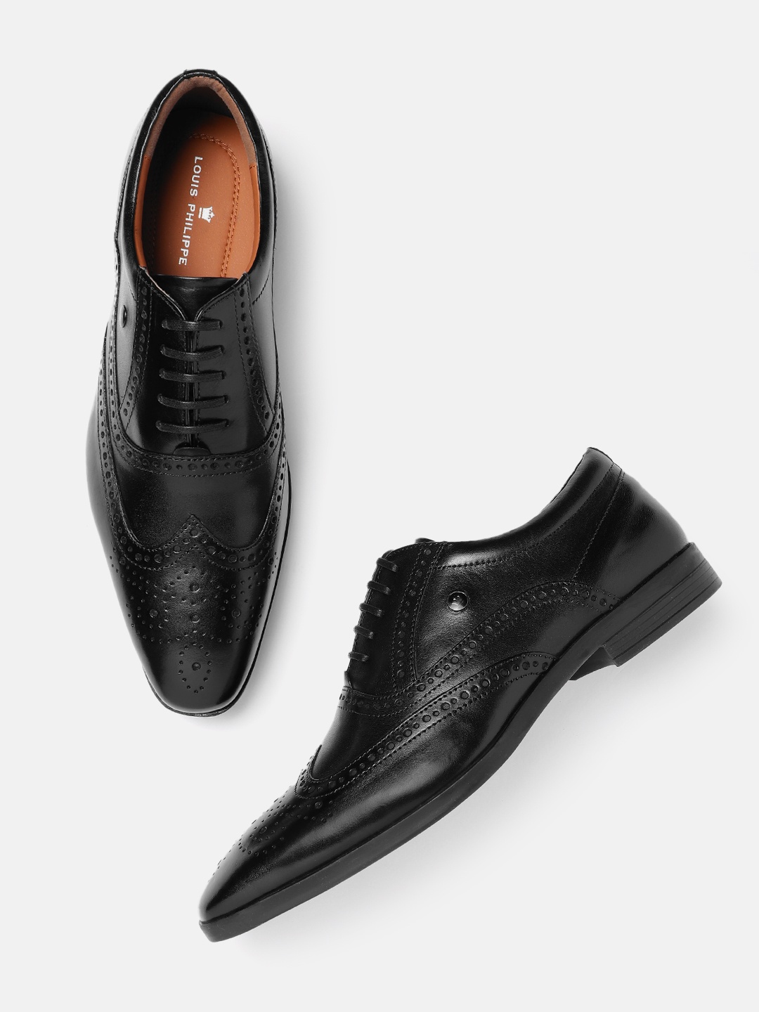 

Louis Philippe Men Perforated Formal Brogues, Black