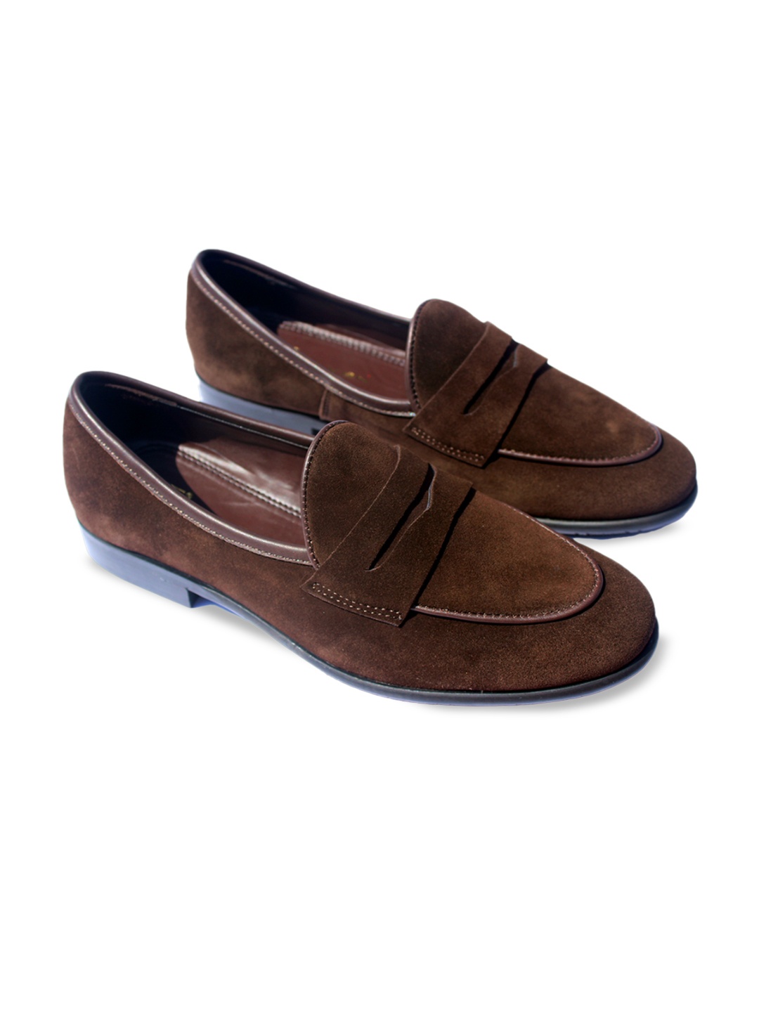 

Wolvenmilano Men Bow Suede Penny Loafers, Brown